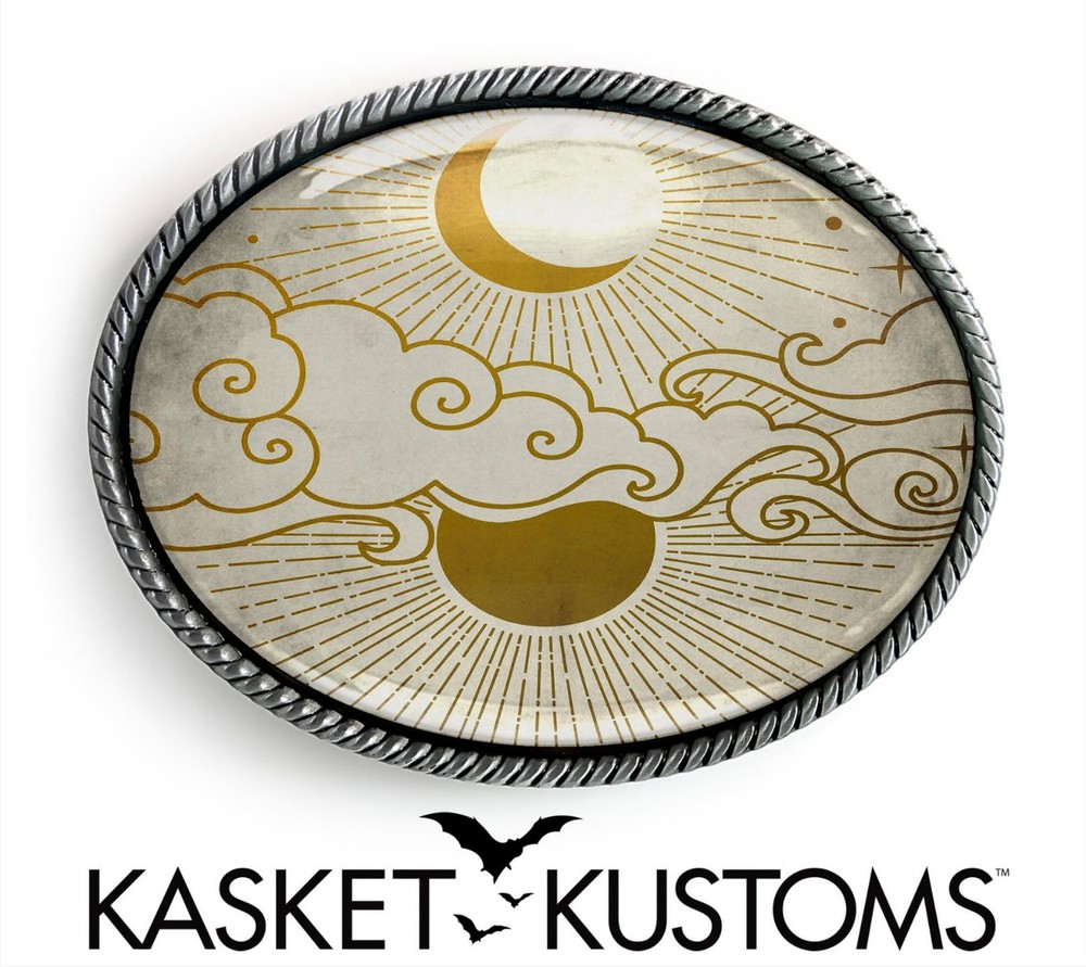 Minimalist Sun and Moon Belt Buckle – Celestial Handmade Silver Buckle – 918-2