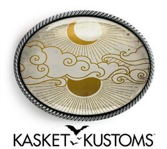 Minimalist Sun and Moon Belt Buckle – Celestial Handmade Silver Buckle – 918-2