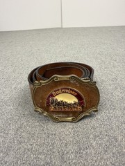 Vintage Budweiser Belt & Buckle Clydesdales King of Beers Leather Embossed 1978