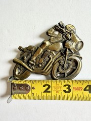 Vintage Brass Motorcycle & Rider Belt Buckle, Biker
