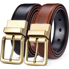 Beltox Men’s Belts 34-36, Antique Gold Buckle With Black/Lt Brown Belt
