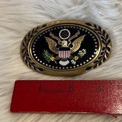 Heritage Buckles Solid Brass Great Seal US Eagle Belt Buckle Patriotic Enamel