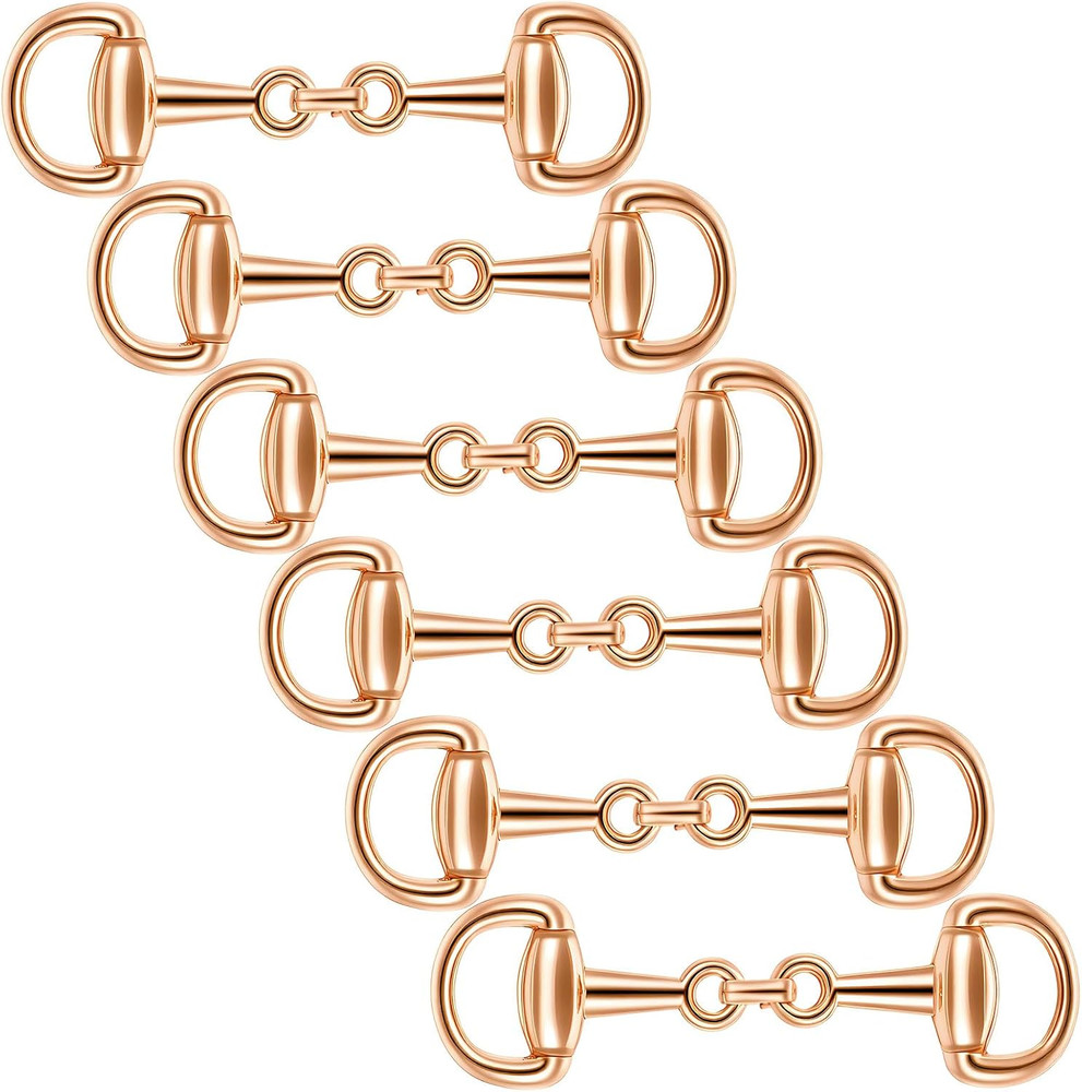 6PCS Gold Snaffle Bit Buckles, D-Ring Snaffle Bit Connectors, Double Silk Scarf