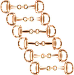 6PCS Gold Snaffle Bit Buckles, D-Ring Snaffle Bit Connectors, Double Silk Scarf