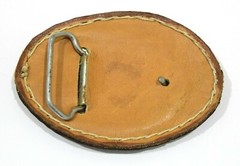 Vintage Tooled Leather Horse Belt Buckle Western Equestrian Brown Oval