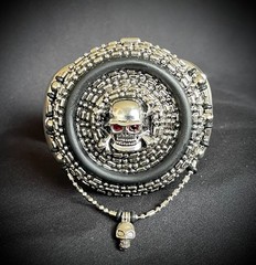 “ Skull Reliquary Halo” Buckle Gothic Beaded Chain 3” x 3” OOAK Darren McNeese