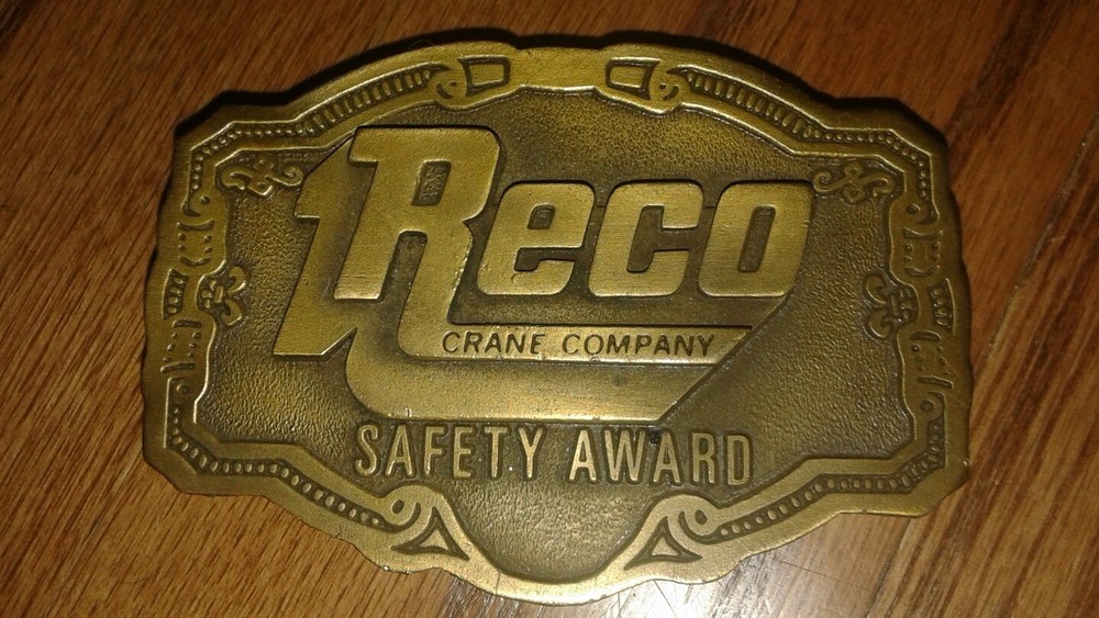 BRAND NEW RECO CRANE COMPANY SAFTY AWARD BELT BUCKLE LIMITED EDITION