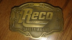 BRAND NEW RECO CRANE COMPANY SAFTY AWARD BELT BUCKLE LIMITED EDITION