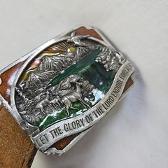 VTG 1983 Siskiyou Belt Buckle Let The Glory Of The Lord Endure Forever Paradise