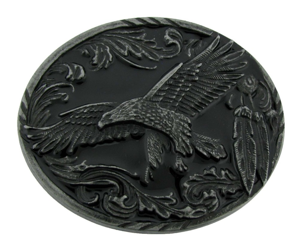 Eagle Belt Buckle New Men Women Black Oval Western Cowgirl Cowboy Rodeo Style