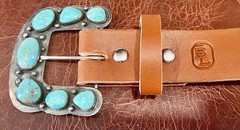 Rare “ Ranger B “ Buckle Including Hand Made Cowhide Belt, By Bonfe Leather
