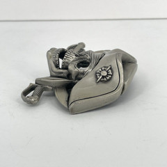 Pirate Jolly Roger Belt Buckle Solid Pewter Silver Tone Swashbuckler 4486 4&Prime;x3&Prime;