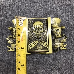 Antique Brushed Skull Belt Buckle with Lighter, Stock in US