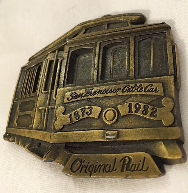 Vintage 1980’s San Francisco Cable Car Belt Buckle Indiana Metal Craft Warriors