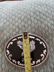 Vintage belt buckle black silvertone eagle W u.s.a.
