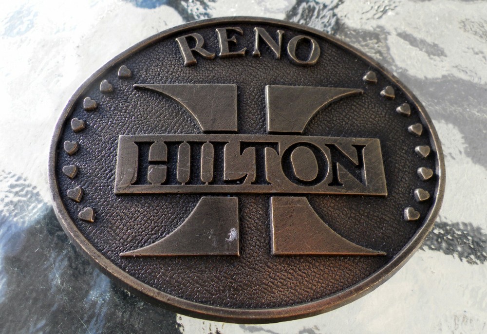RENO HILTON BELT BUCKLE 3&Prime; by 2 1/4&Prime;