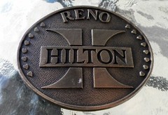 RENO HILTON BELT BUCKLE 3&Prime; by 2 1/4&Prime;