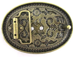 Bull Head and Floral Western Boho Belt Buckle