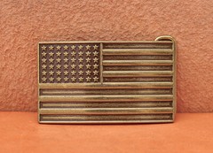 Antique Brass U.S.A. American Flag Metal leather Belt Buckle Fit 40mm Strap