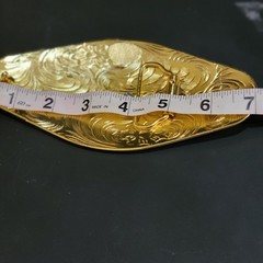 Rooster Western Men Long belt Buckle 7×3.25 Gold , red and black oblong