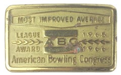 Vintage Most Improved Average American Bowling Congress Belt Buckle 1965 1966