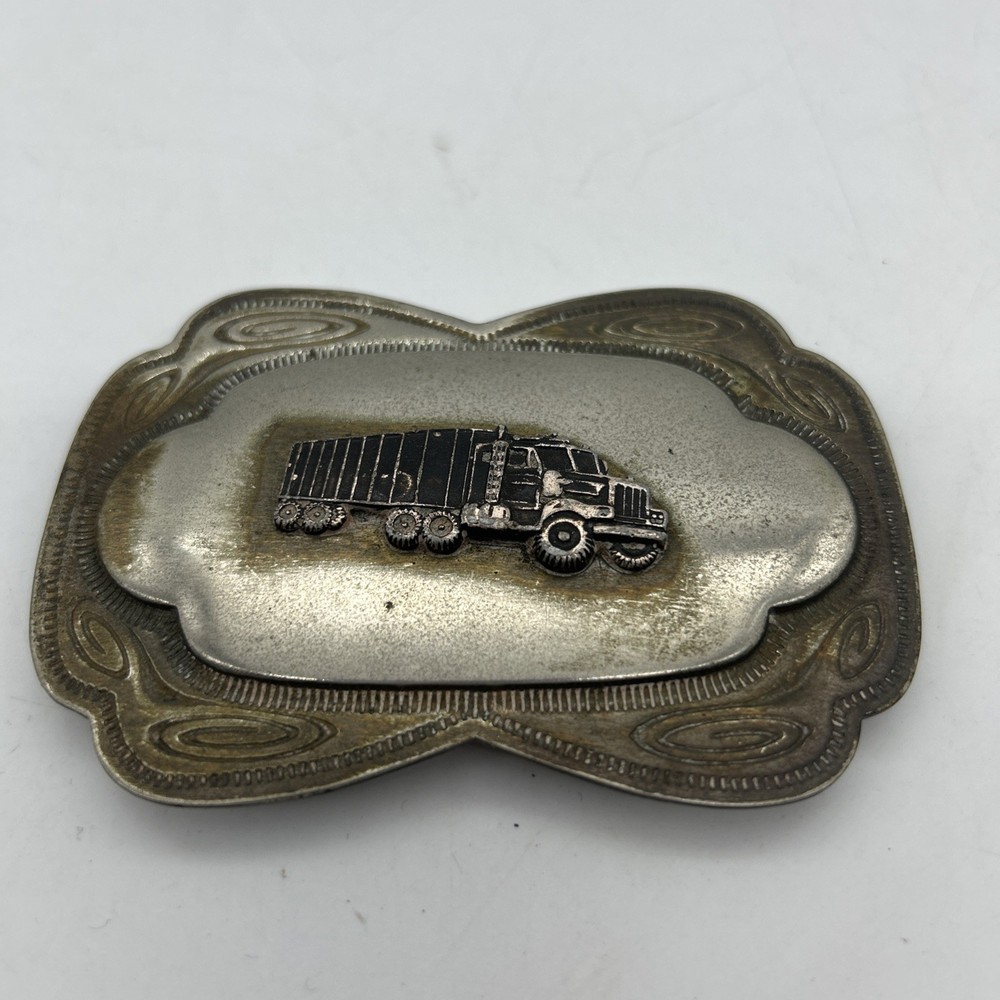 Vintage Truck Trailer Metal Belt Buckle Trucker