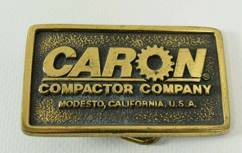 Vintage Solid Brass Belt Buckle Caron Compactor Company by TBW Made in USA!