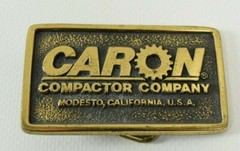 Vintage Solid Brass Belt Buckle Caron Compactor Company by TBW Made in USA!