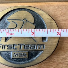 Vintage DynaBuckle MSA First Team Gas Mask Solid Brass Belt Buckle Provo Utah
