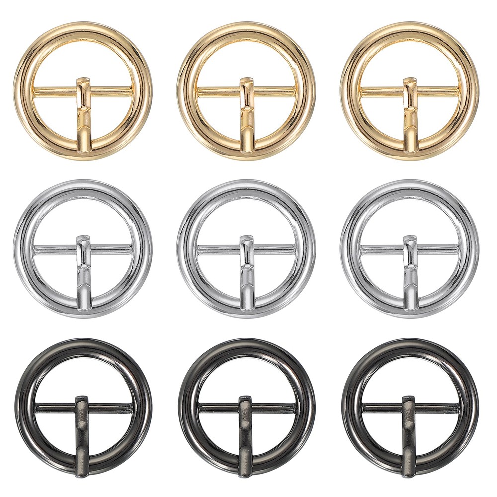 9Pcs 0.8&Prime; Single Prong Belt Buckle Metal Roller Buckle Black/Silver/Light Gold