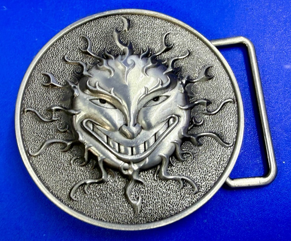 Flaming Sun Solar Flare Grinning Creepy Smile Novelty Belt Buckle by Buckle Rage