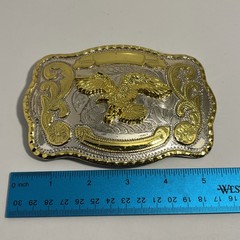 Men&rsquo;s Western Belt Buckle Gold Silver Tone 3D Flying Eagle Cowboy Rodeo Trophy