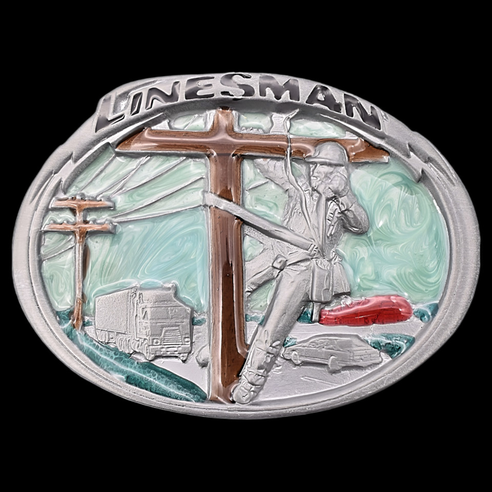 Linesman Worker Telephone Telecom. Tech Electrician Belt Buckle