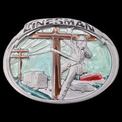 Linesman Worker Telephone Telecom. Tech Electrician Belt Buckle
