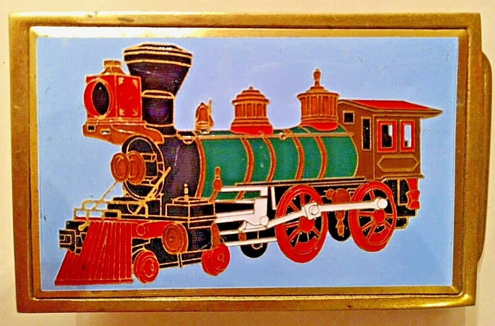 Vintage 1983 Steam Engine Train NAP Inc. Solid Brass F05 3.25&Prime; Belt Buckle