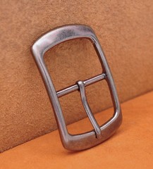 Solid Silver Center Bar Belt Buckle for Leather Belt Replacement Fit 38mm Strap