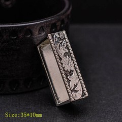 Western Cowboy Silver Flower Engraved Belt Pin Buckle 3pc/Set Fits 1-1/8&Prime; Strap