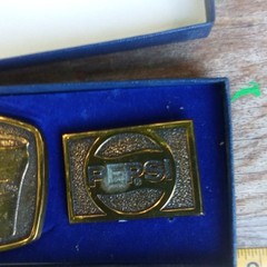 Pepsi Cola Soda Pop 1986 Sales Rally Belt Buckle Lot Of 2 Brass NIB Advertising