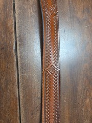 Belt C+ J Inc Pewter Buckle With Deer In Woods Belt Brown Tooled Leather 46