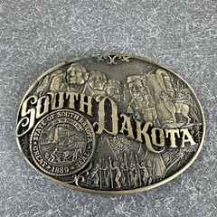 VTG State Of South Dakota Brass Belt Buckle By Award Designs Medals Inc