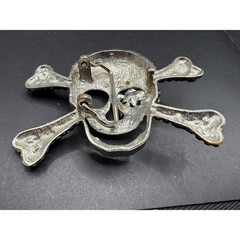 Pirate Skull Head Crossbones with Rhinestone Accent Gothic Punk Belt Buckle