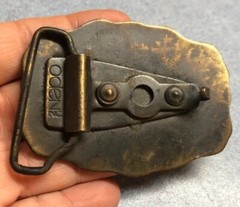 Old Time Belt Buckle By Oden Engraved Name GEORGE Brass 3&Prime; wide