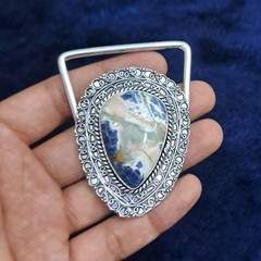 Sodalite Belt Buckle Silver Plated Handmade Western Cowboy Gemstone Buckle