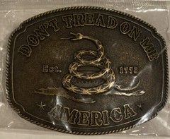 America Don&rsquo;t Tread On Me Gadsden Flag Snake Belt Buckle Antique Bronze Tone