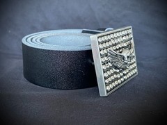 Flying Skull Winged Belt Buckle Gothic Industrial Beaded OOAK Darren McNeese
