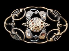 LH07126 REALLY NICE **LEAVES DESIGN w/ CRYSTAL DECOR** FASHION BELT BUCKLE