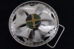 Men Women Silver Metal Buckle Spinning Round Circle Yellow Green Jamaica Reggae