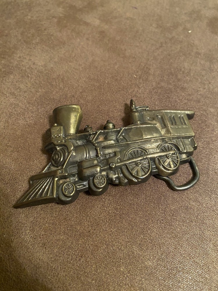 Vintage Brass Steam Locomotive Belt Buckle 4 1/4&Prime; Wide