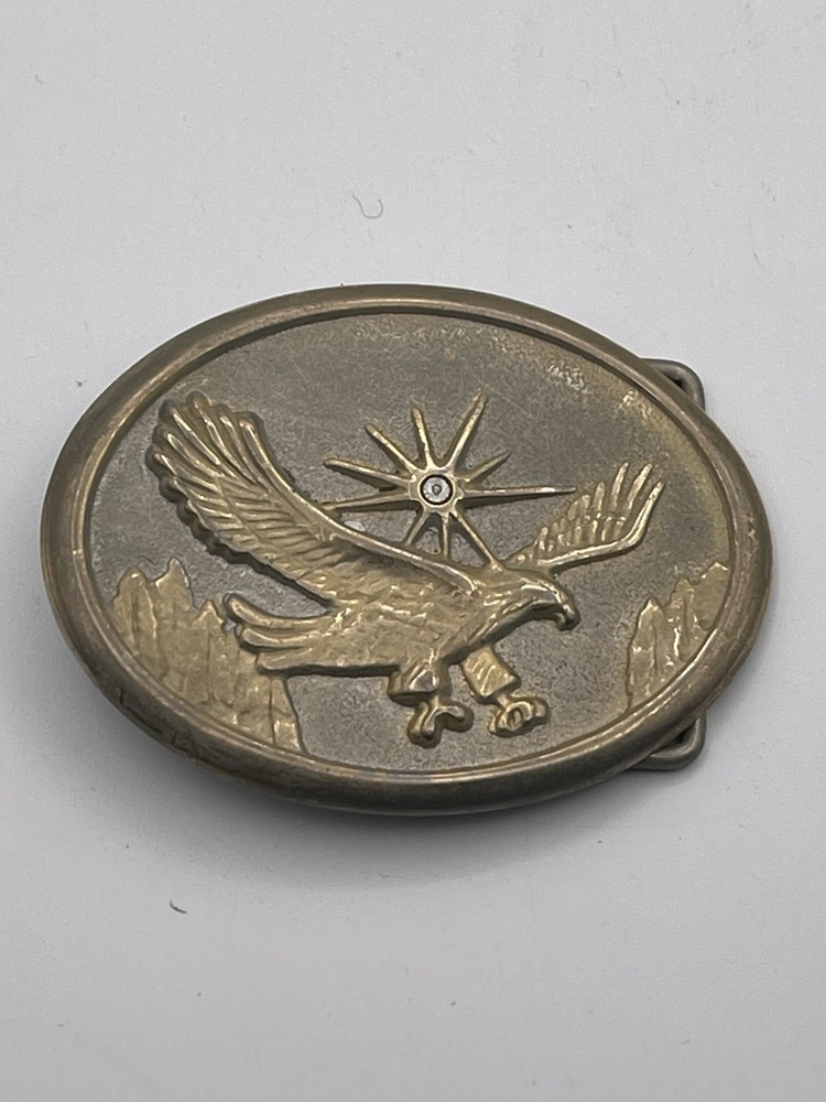 Vintage Unbranded Eagle Hawk Sun 3D Metal Belt Buckle Silver / Gold Tone