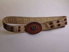 VTG RARE HUGO BOSS LEATHER NATIVE AMERICAN INDIAN CHIEF HEAD BELT BUCKLE 42,9&Prime;